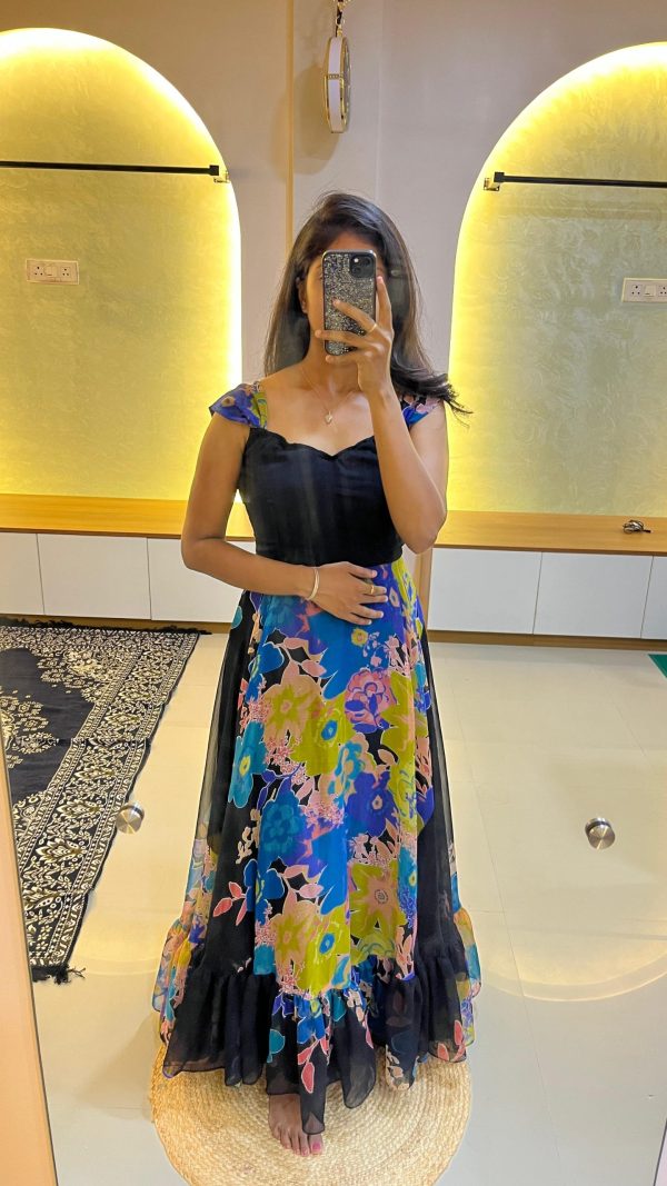 Floral black gown